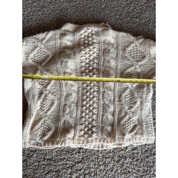 Vintage Italian Made Virgin Wool Lord Brent Ivory Sweater Cropped Medium - Picture 8 of 10